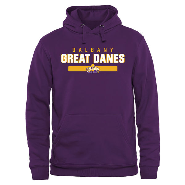 Men NCAA Albany Great Danes Team Strong Pullover Hoodie Purple